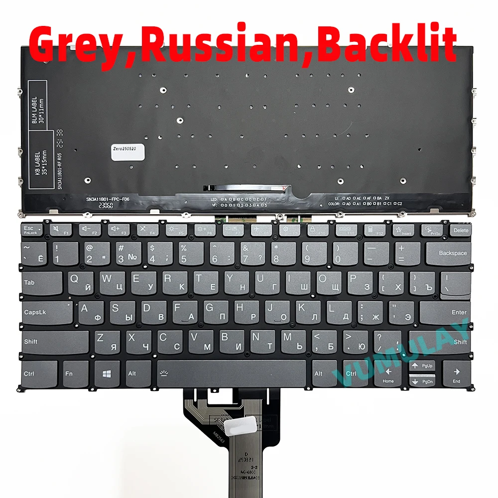 US/Russian Backlit Keyboard for Lenovo IdeaPad Pro 5-14APH8,Pro 5