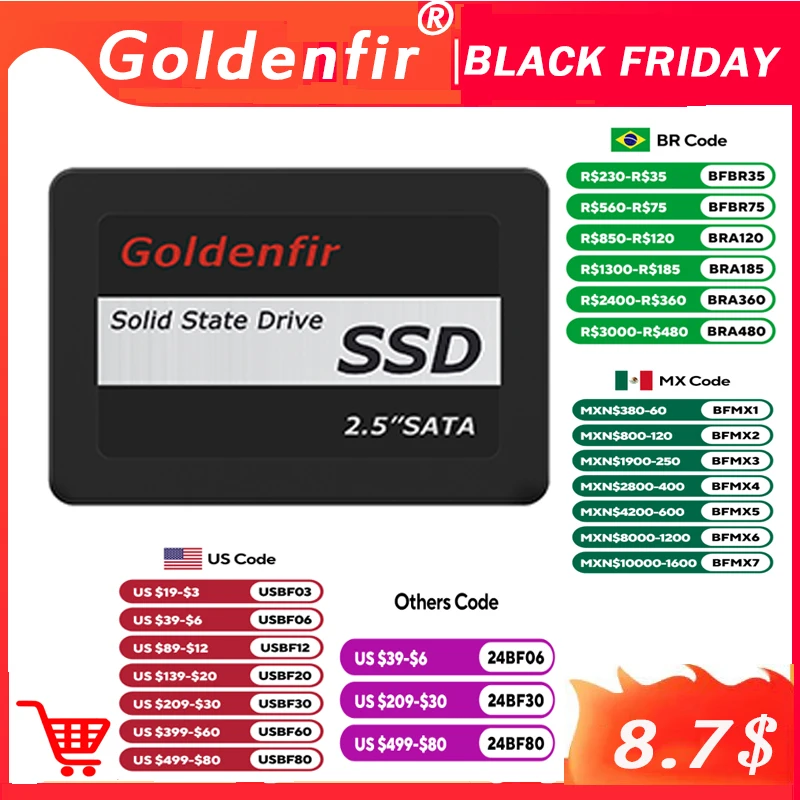 Goldenfir SSD 240GB 120GB  2.5 inch disk drive hd hdd  1TB  solid state drive for pc ssd 720GB 480GB 360GB