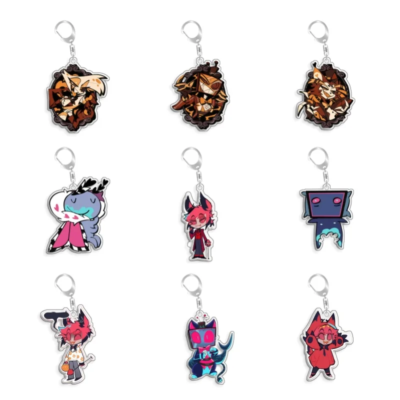 Llavero de acrílico hecho a mano de Hazbin Hotel: Velvette, Moxxie, Vox, Alastor, Blitzo - Colgante para bolso, juguete de colección de anime y videojuegos, regalo de 5 cm