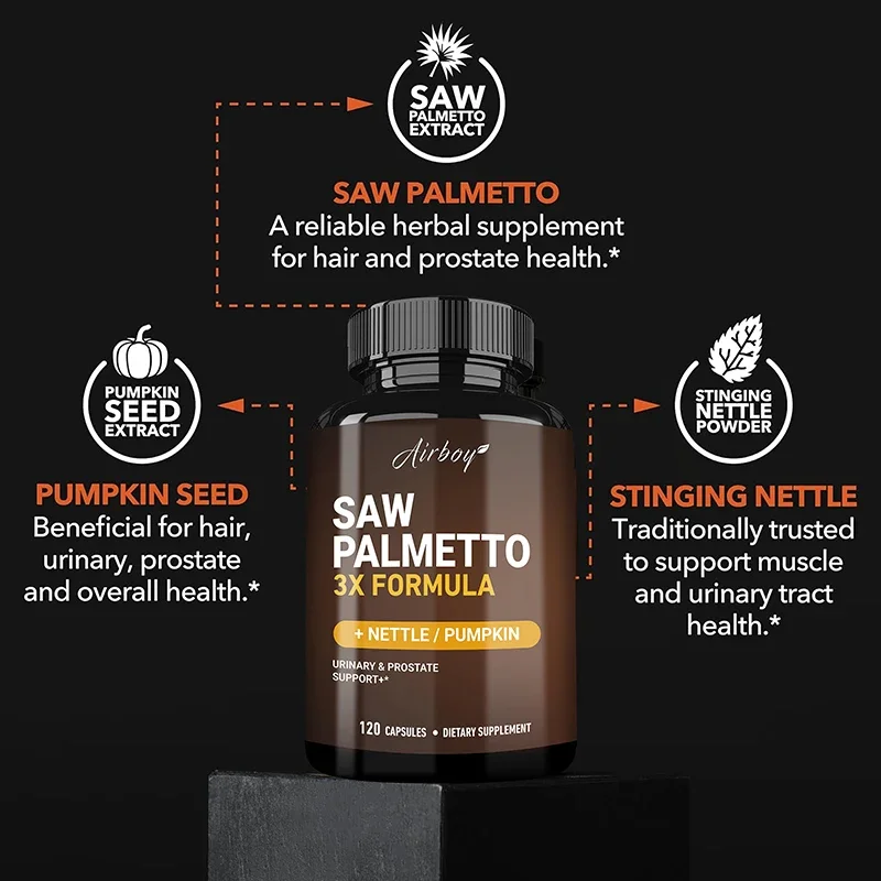 Saw Palmetto Supplement - Men\'s Prostate Health, Hair Growth, Urinary Tract Health, Relieve Frequent Urination