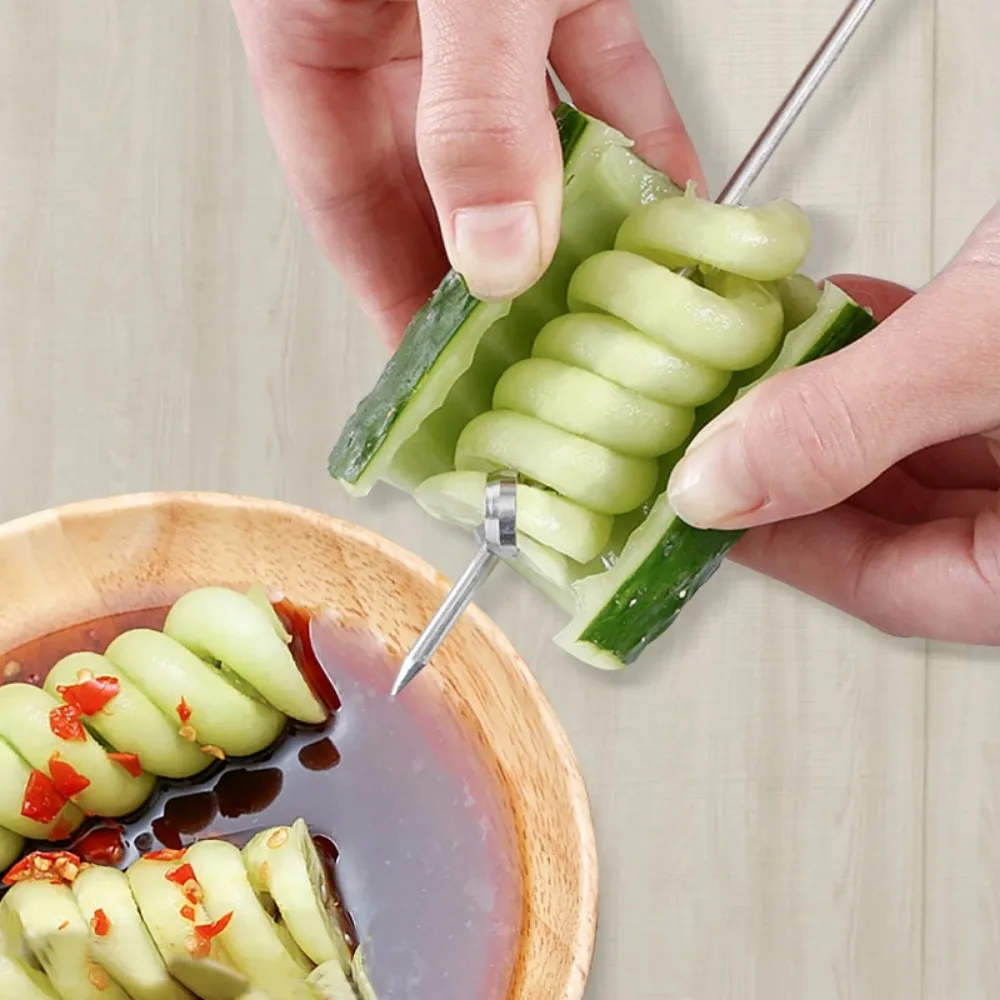 Cucumber Carrot Spiral Knife Potato Twist Slicer Salad Screw Chopper Stainless Steel Vegetable Cutter Kitchen Hand Easy Tool