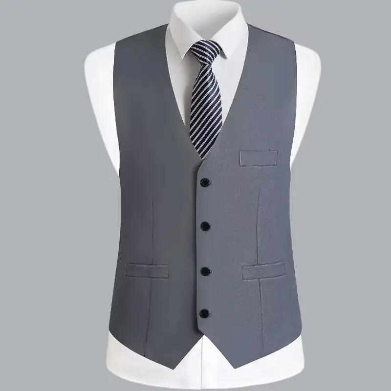 

Autumn Men's Suit Vest Korean Style Groomsmen Slim British V-neck Vest Workwear Professional Business Vest