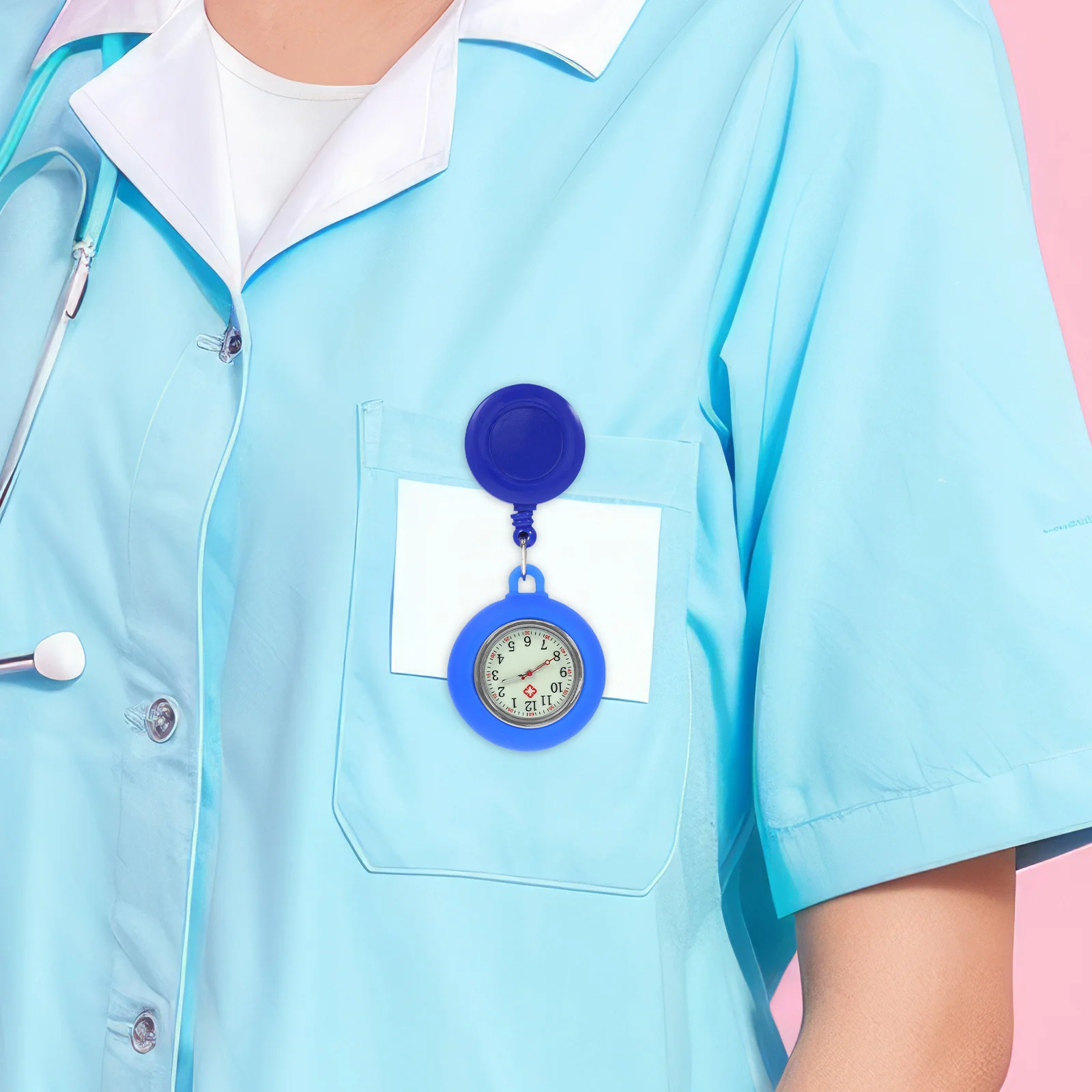 3Pcs Nurse Pocket Watch Premium Alloy Round Portable Design Precision Quartz Movement for Doctors and Nurses Black Light Blue