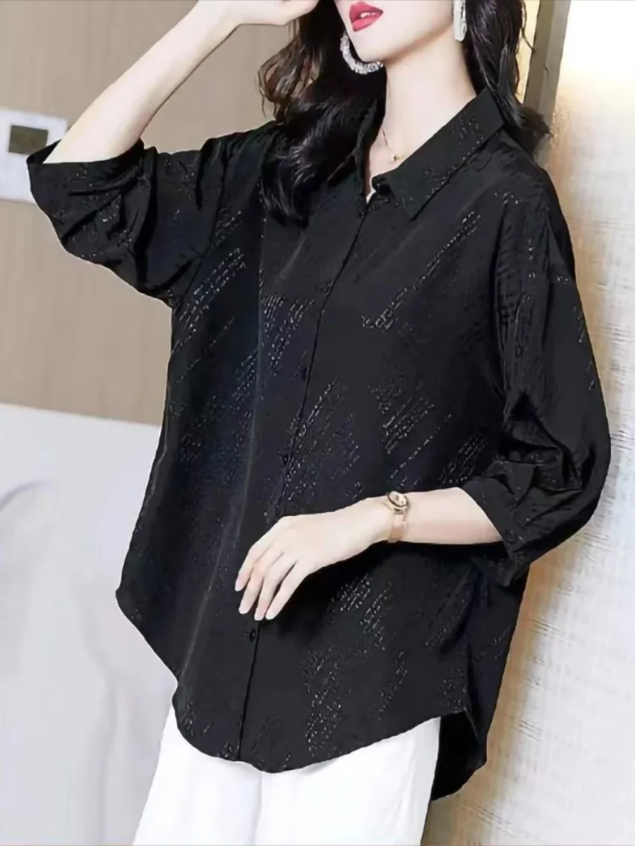 

Bla irt женский весенне-летний дизайн Sense тонкий ретро Гонконг Sle модный топ свободного покроя с воротником на пуговицах