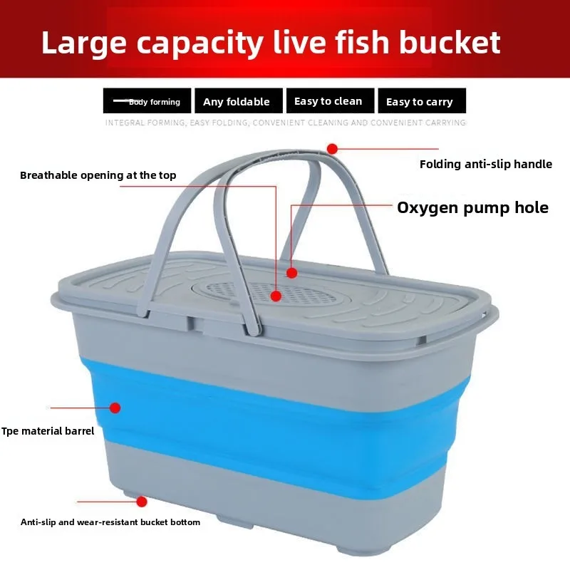 

Foldable Fishing Box Thickened Bucket Foldable Fishing Gear Products Fish Protection Bucket Integrated Bucket Fishing Box