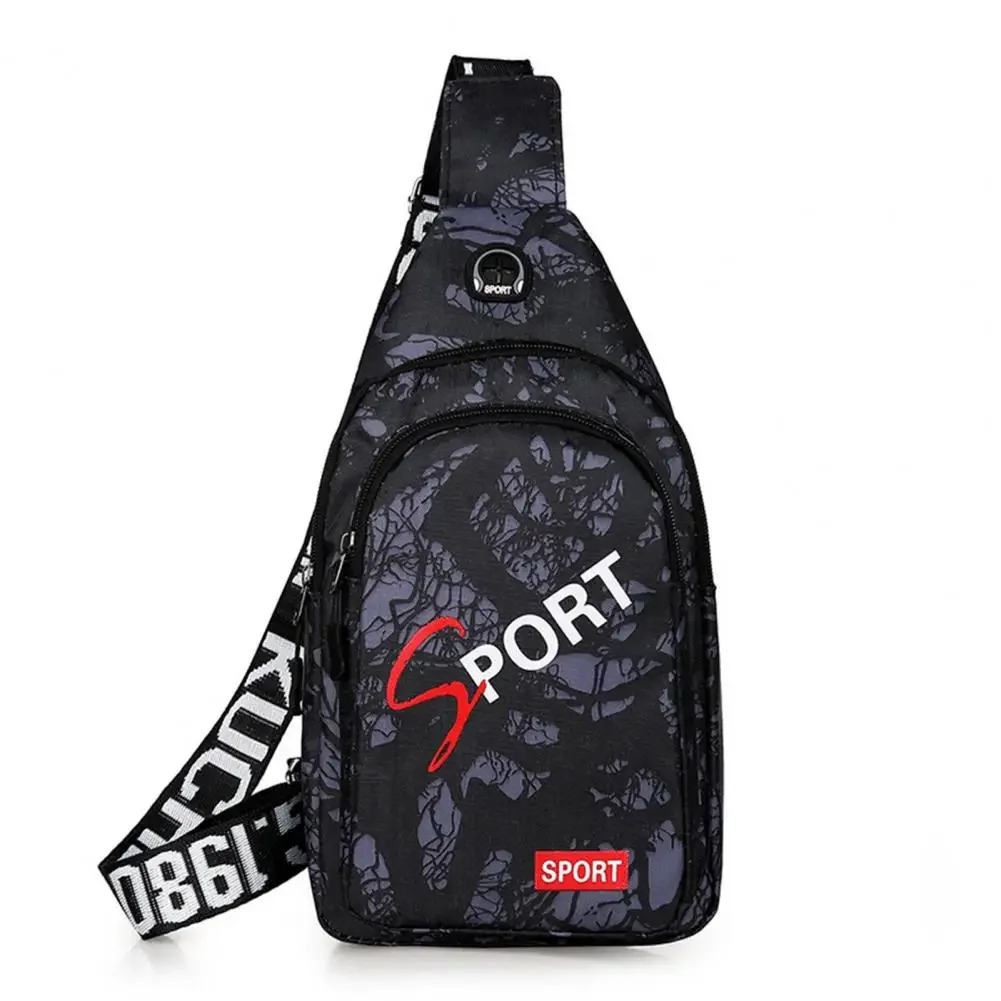 Men Sports Bag Large Capacity Zipper Closure Oxford Cloth Men Sports Crossbody Bag with Multi-layer Compartment Chest Bags