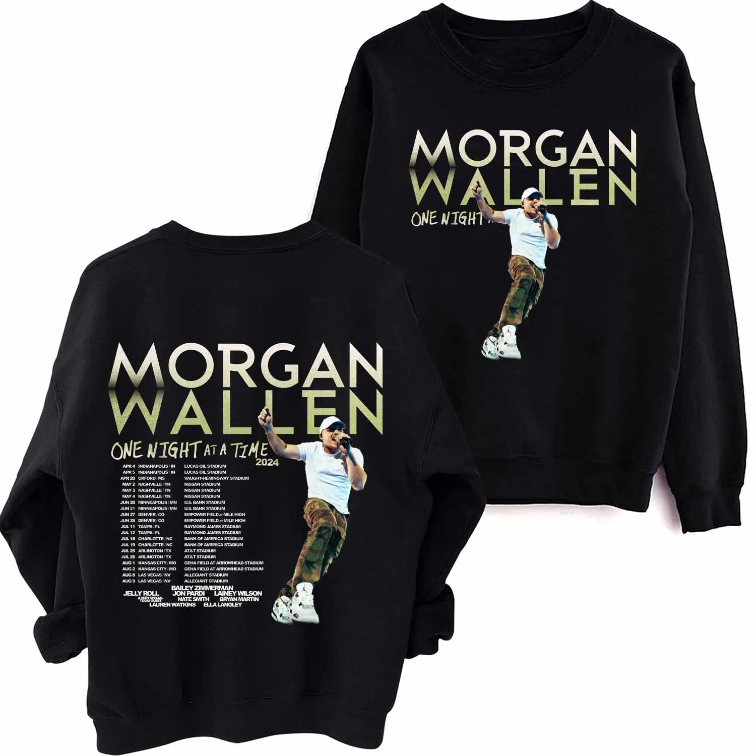 Morgan Wallen 2024 Tour Sweatshirt Harajuku Round Neck Long Sleeve Oversized Hoodie Fans Gift