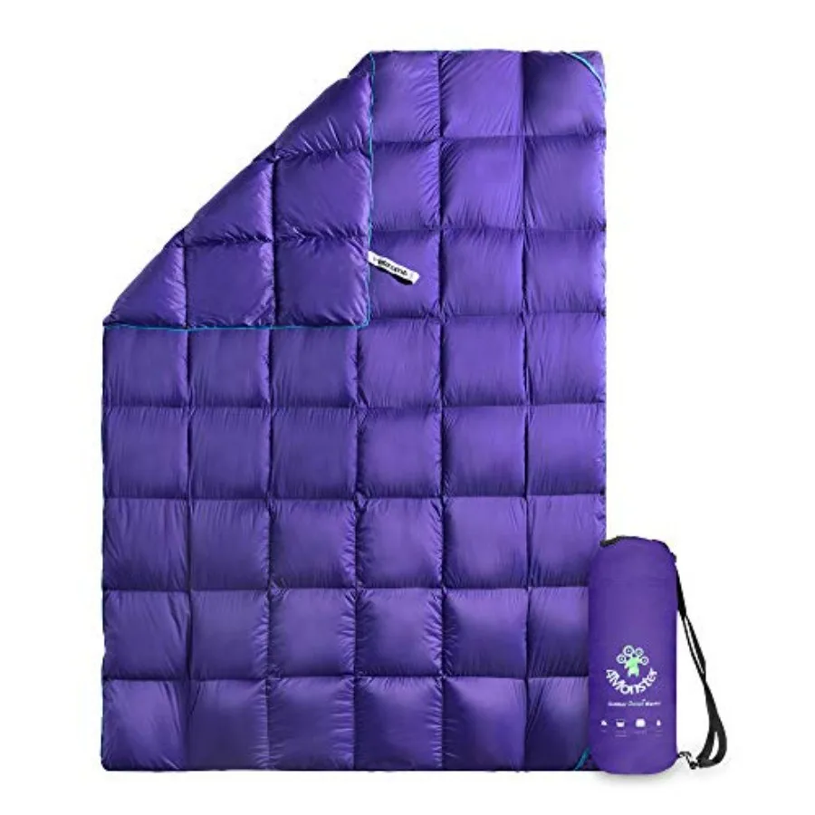 

Down Camping Blanket for Backpacking, Travel, Stadium, Beach 650 Fill Power Ultralight Packable Puffy Blanket in Gray, Warm Wat