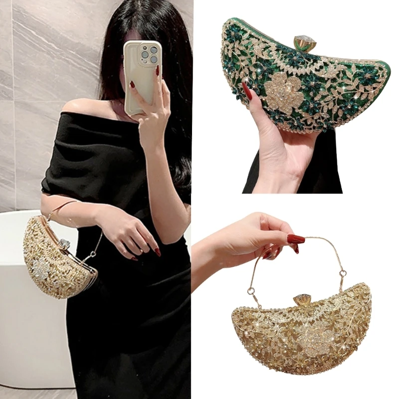 

Luxury Rhinestone Banquet Clutch Women Elegant Evening Bag with Detachable Chain Wedding Prom Party Handbag Bridal Shoulder Bag