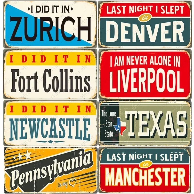 Novel Bar Decor, USA Vintage Metal Plate for Car , UK Retro Metal Tin Sign, Home, Garage, Texa and Liverpool Plaque Plate N387