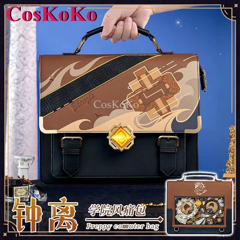 

CosKoKo Zhongli Cosplay Game Genshin Impact Theme Impression Pack Daily Preppy Commuter Backpack Messenger Bag Fashion Itabag