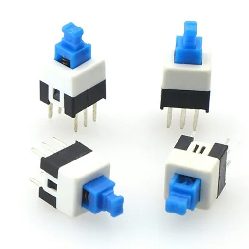 7*7mm 6pin  latching 250V DC 30V 0.1A 5E4  push button switch