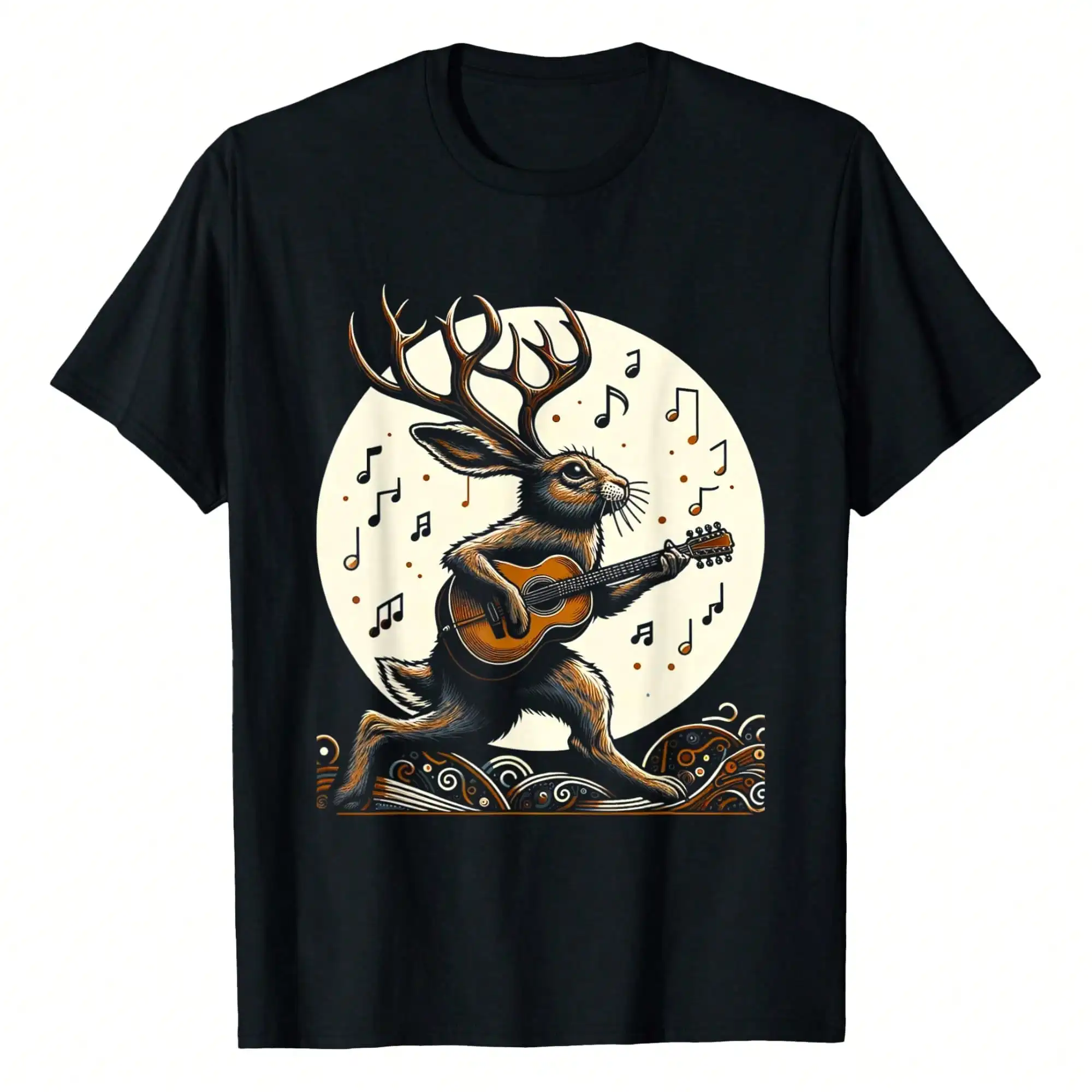 

Art Funny Jackalope Playing Guitar Lovers Animals T-Shirt Versatile Women's T-Shirts
