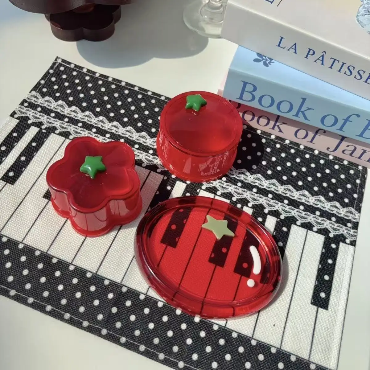 Japanese Ins Showa Handmade Pudding Finished Tomato Desktop Storage Box Vintage Decoration Cute Girl Ornament Premium Cute Gift
