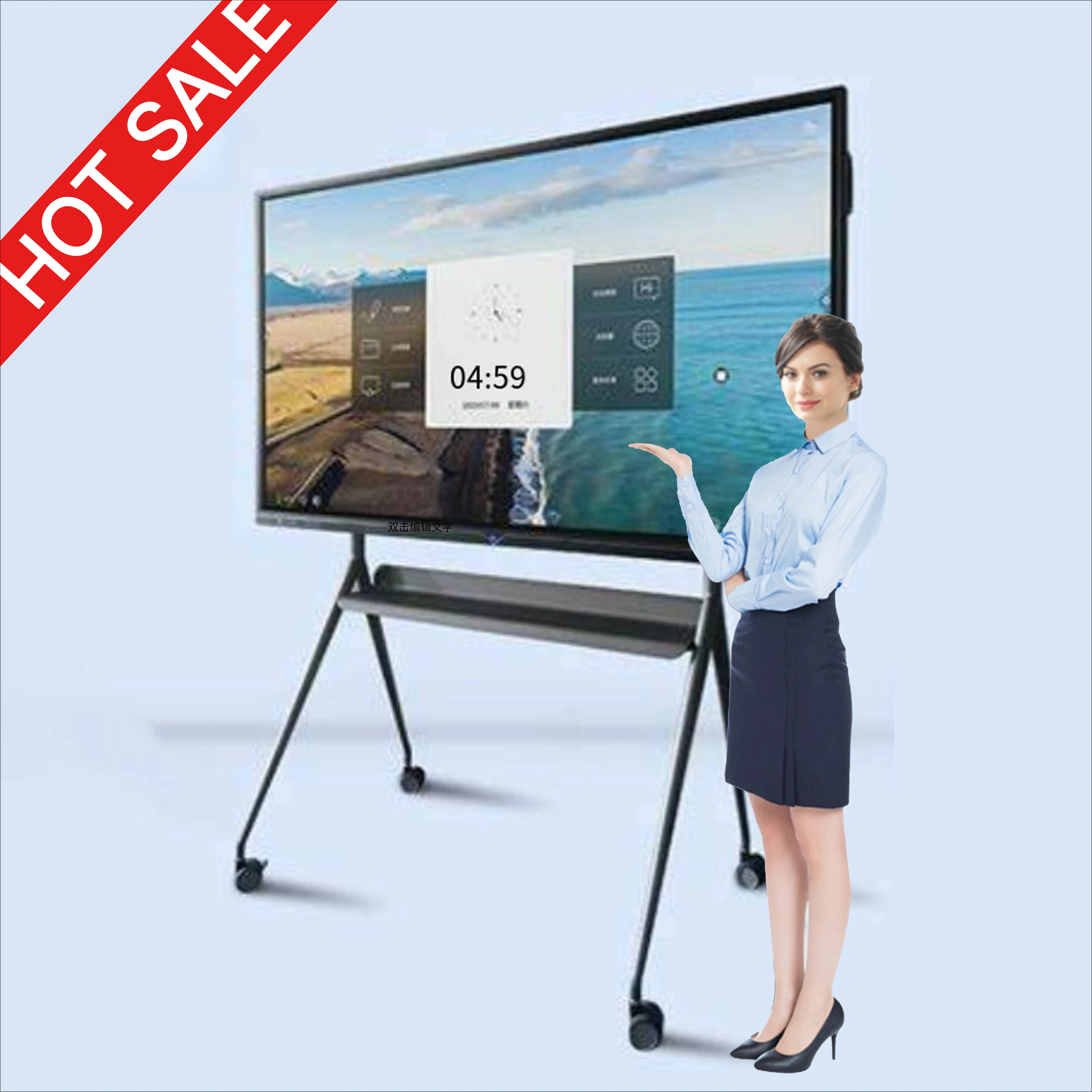 55 65 75 inch All In One Interactive Whiteboard, Portable Mobile Multimedia Smart Digital Board, for teaching and office