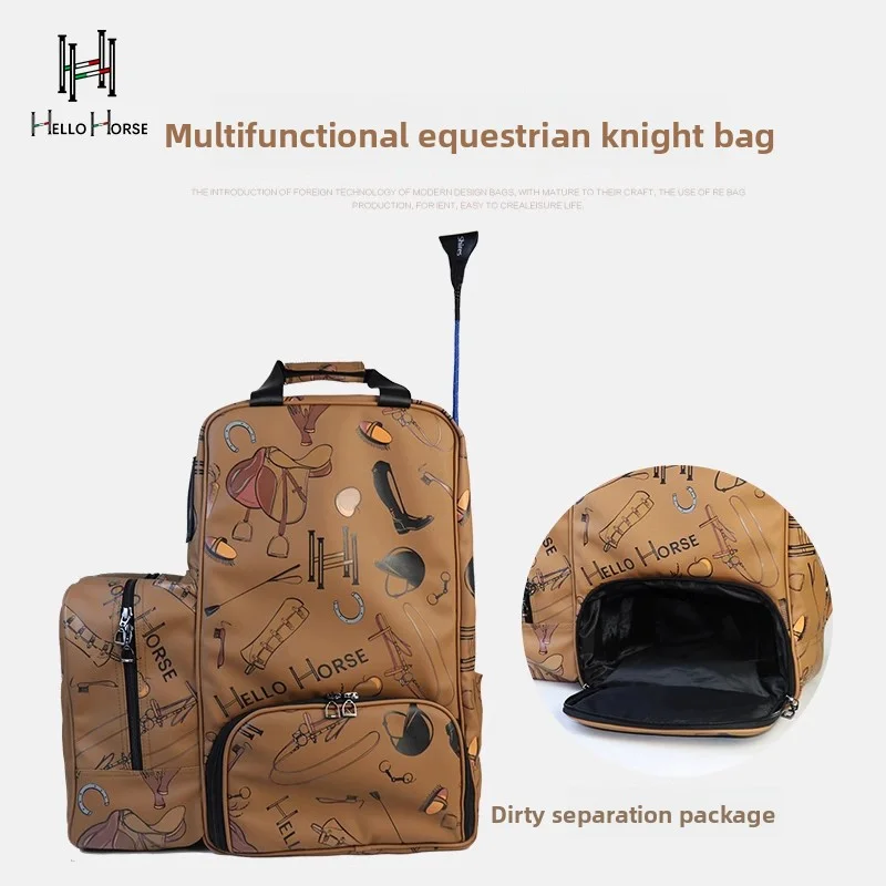Hello Horse Italian Style Rider Bag Equestrian Backpack Large Capacity Equestrian Equipment Equestrian Clothing Shoulder Bag