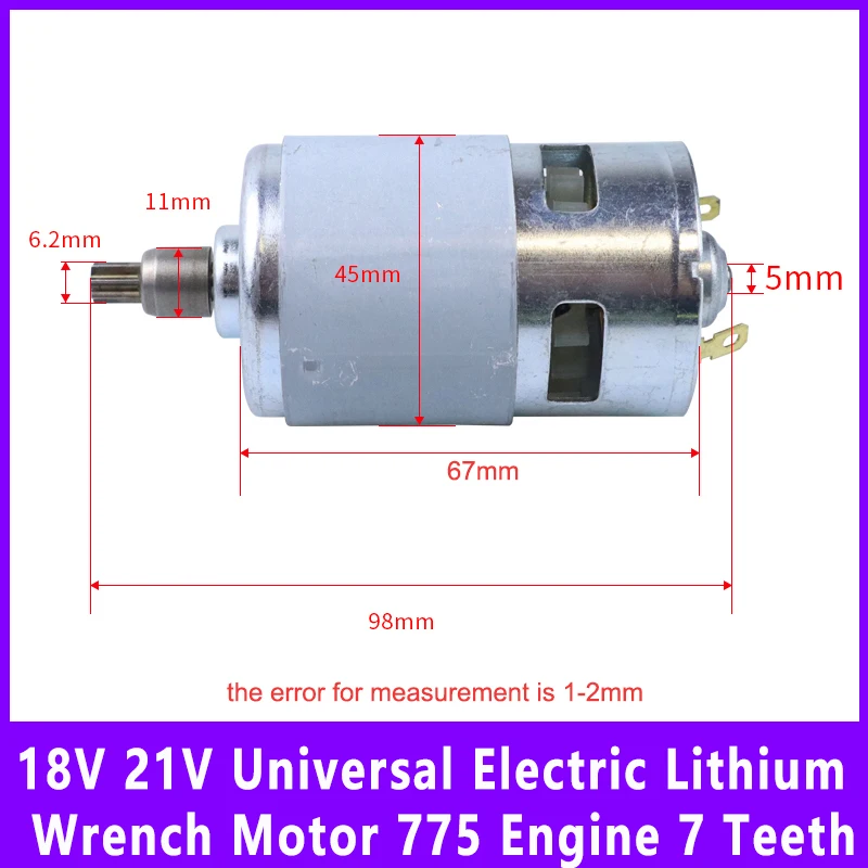 18V 21V Universal Electric Lithium Wrench Motor 775 Engine 7 Teeth for Qimo Hulk 100% Copper Wire 2103 Motor