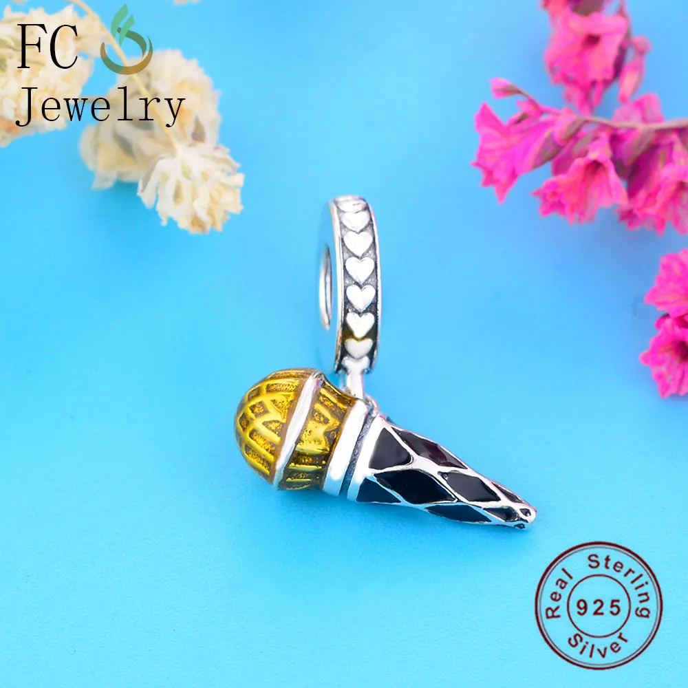 FC Jewelry Fit Original Pan Charms Bracelet 925 Sterling Silver Gold Color Music Microphone Bead Pendant Making Berloque DIY