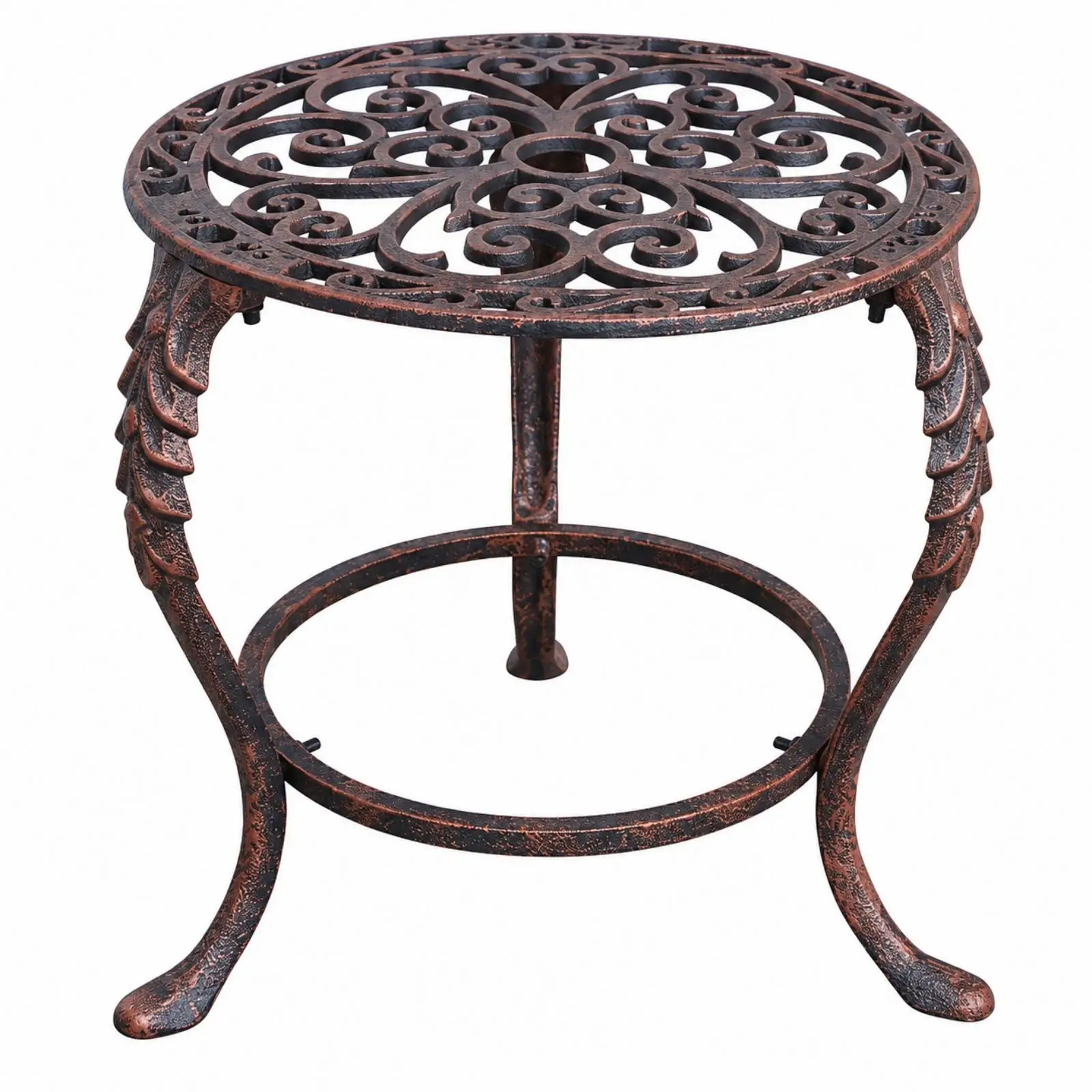 Three-Legged Plant Stand with Lower Support Loop Indoor Outdoor Vintage-Inspired Iron Plant Stand Freestanding for Living Room