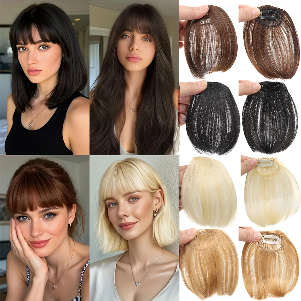 Wig with Curled Bangs Clip Style Without Sideburns Bangs Hair Accessories Suitable for Women's Daily Wear