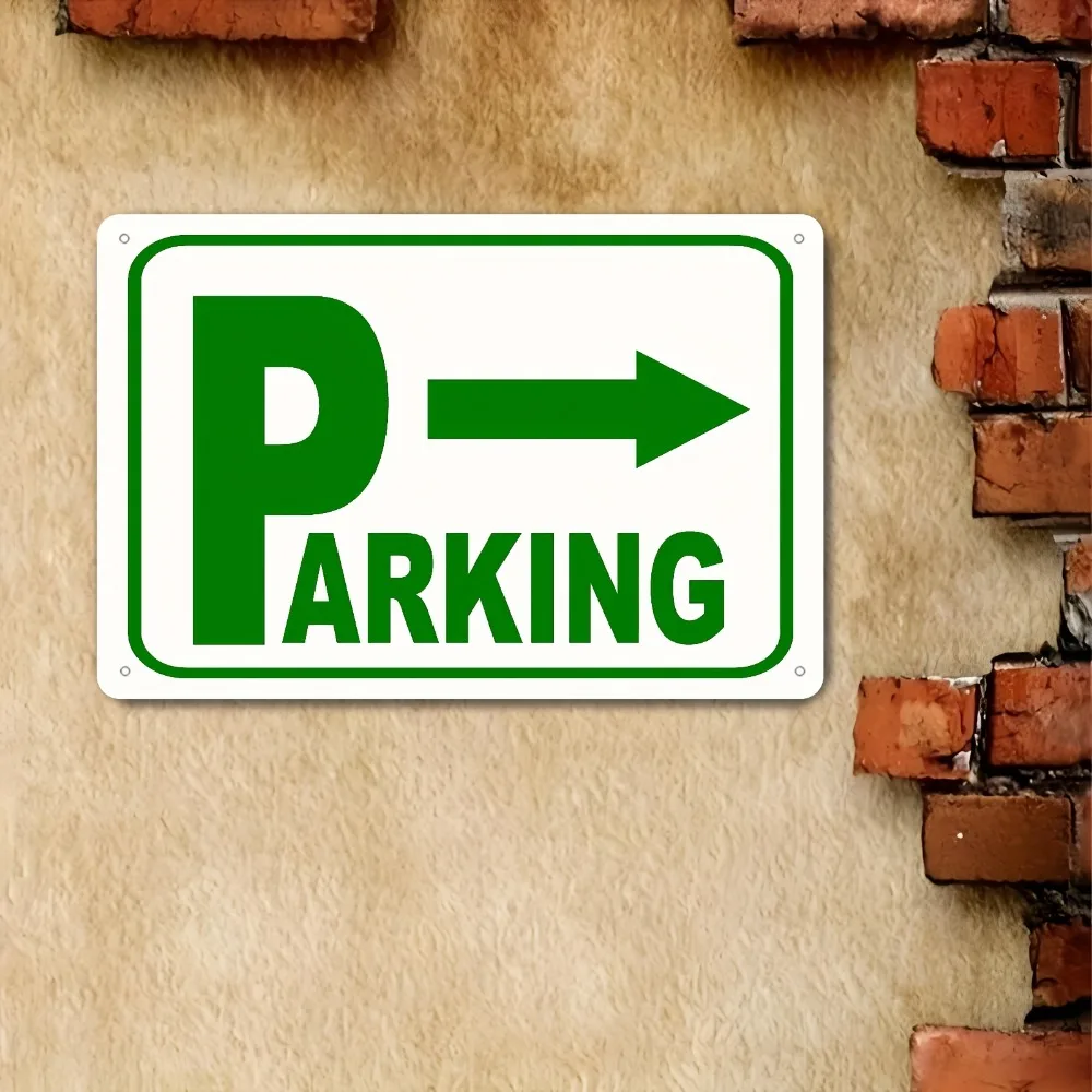 Vintage 2D Flat Metal Parking Sign Right Arrow Aluminum Wall Art 8x12 Inch Waterproof Durable For Outdoor Home Decor Gift