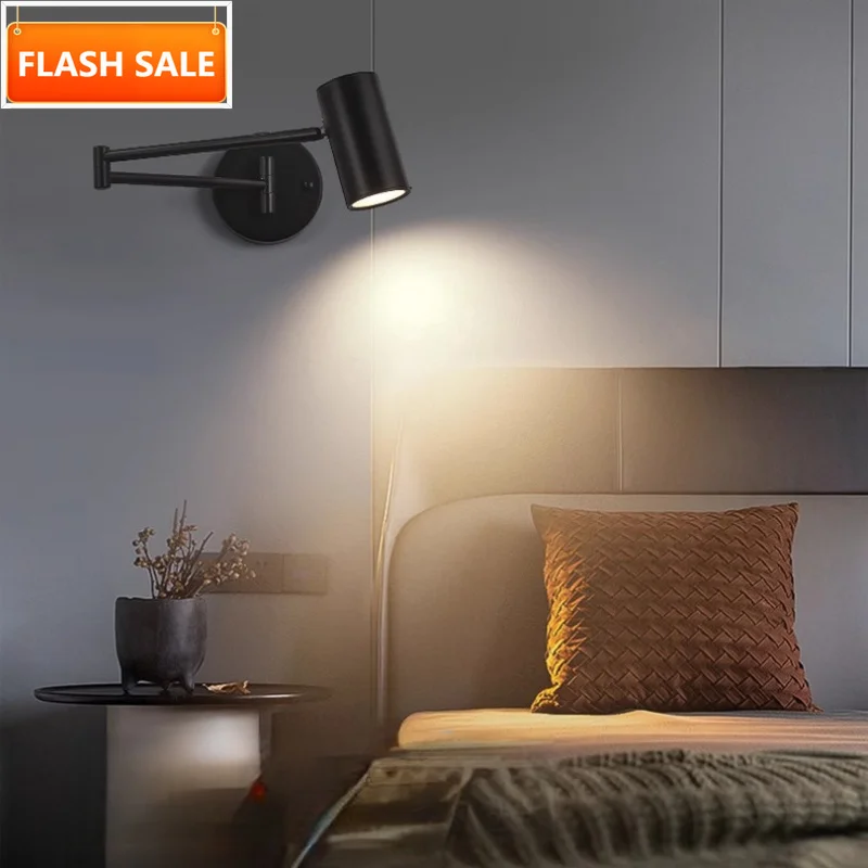 

Industrial Flexible Swing Arm Wall Lamp, Adjustable Desk Light for Bedroom Study, GU10 Base Vintage Reading Light