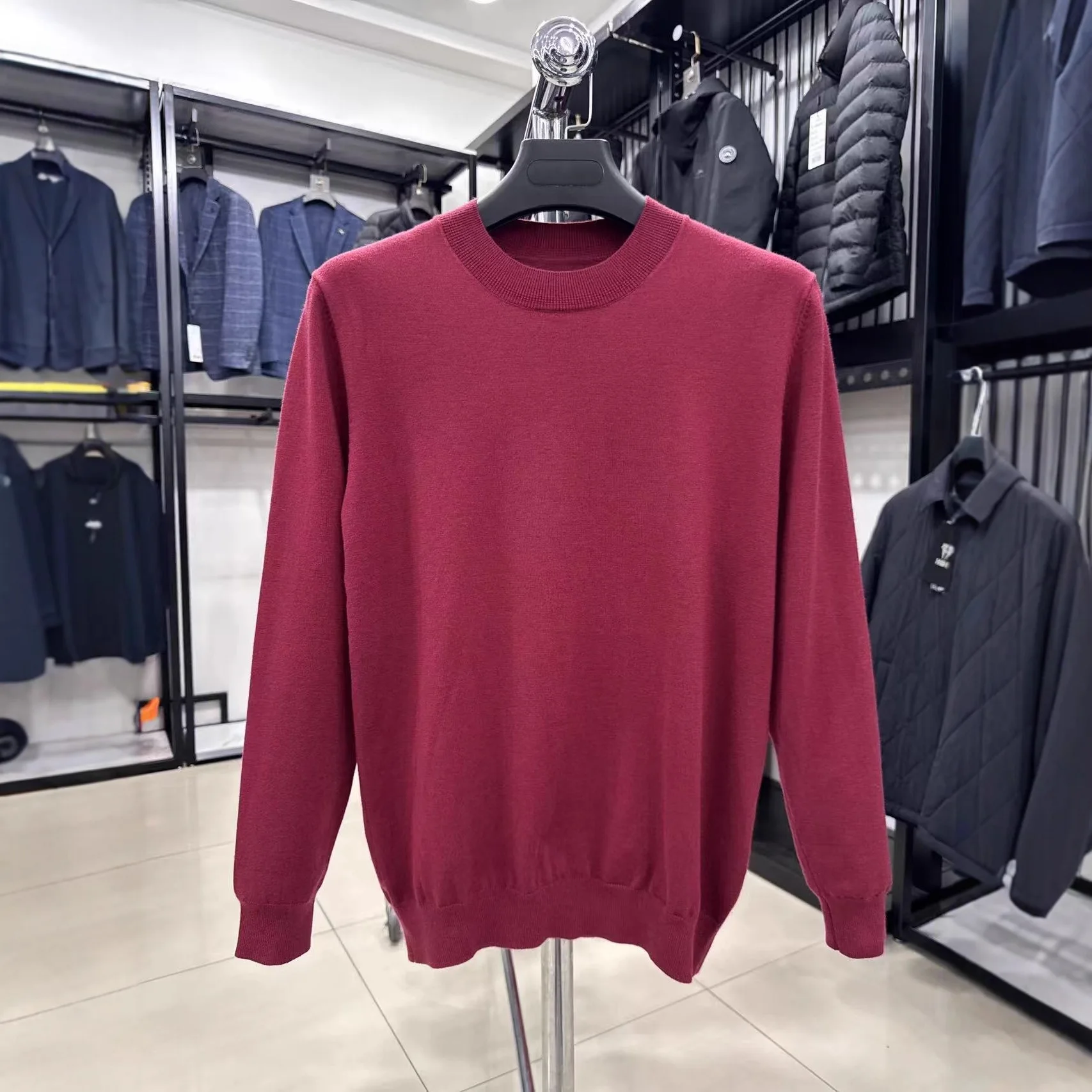 

Мягкий шерстяной трикотаж, мужской базовый круглый пуловер Ne, повседневный осенний невидимый свитер, удобный крой Long Sve Crew Ne