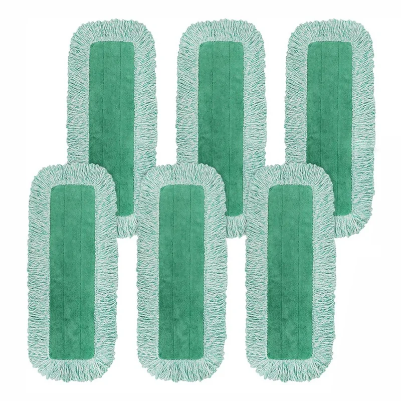 

AS94-6Pc Dust Mop Pads For Microfiber Dust Mop,Mop Replacement With Fringe-Reusable Wet & Dry Cleaning Flat Mop System Refill