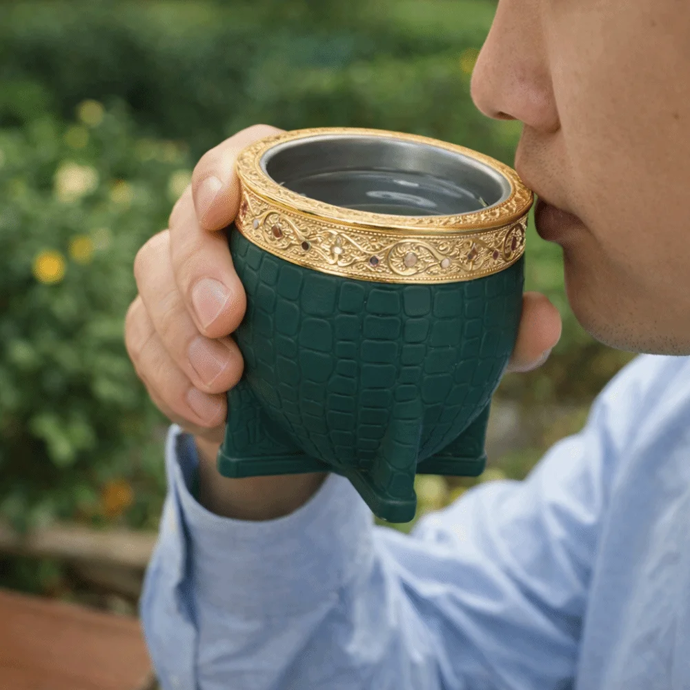 Taza de Acero Inoxidable de Doble Pared de 180 ml para el Hogar, Taza Mate con Fondo Plano Resistente al Óxido, Taza para Beber con Diseño de Caparazón de Tortuga para la Cocina
