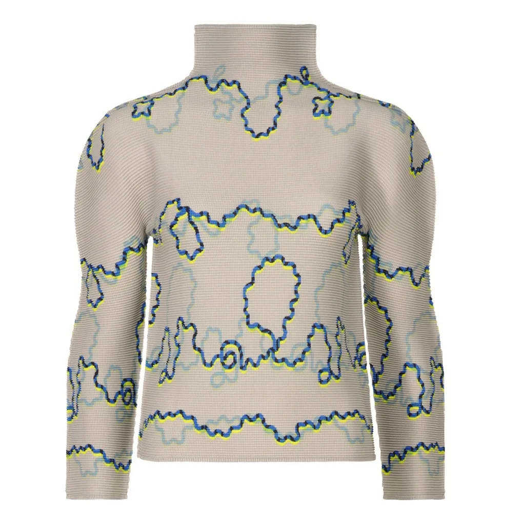 

Autumn 2025 New Arrival Women's Long Sleeve T-Shirt | Fashionable Printed Fitted Pleated Top