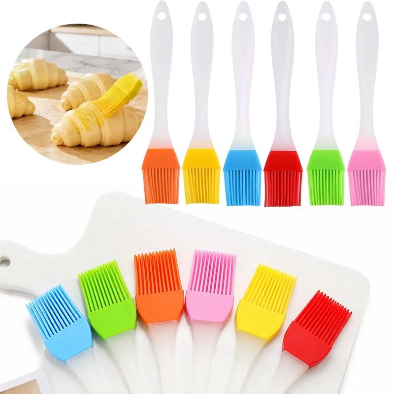 6/12PCS Oil Brush Random Color Silicone Head Kitchen Baking Brush Cooking Tools Suitable for Cake Meat Sauce BBQ Home Gadget ZYF