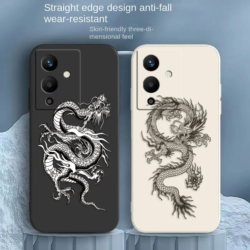 Chinese Dragon Pen Drawing Phone Case For Infinix SPARK NOTE 30 10 11 12 G96 8 SMART 5 6 7 POVA 3 4 PRO Case Funda Shell Capa