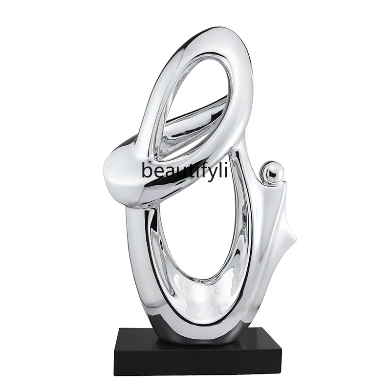 

Sculpture Floor Big Decorations Resin Metal Silver Crafts Hotel Lobby Soft Decoration