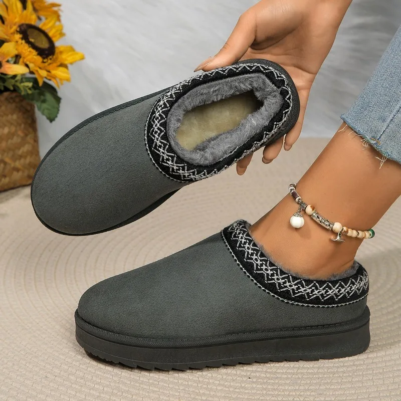 Uggs, Women's Fur, Autumn and Winter Velvet Thermal Cotton Shoes, Baotou Semi-slippers, Wool Shoes for External Wear