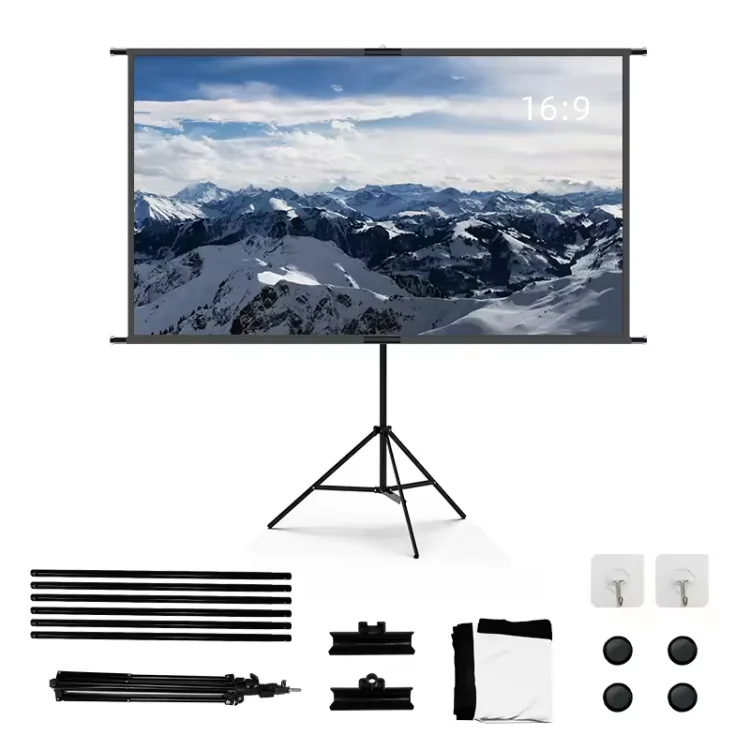 2026Projector Movie Screen with Stand, High-Density Soft Screen 120 Inch Projector Tripod Screen for Outdoor Theater Backyardpro