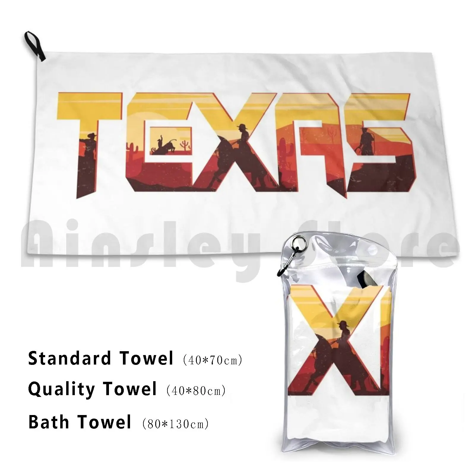 Texas Cowboy Illustration Custom Towel Bath Towel Texas Cowboy Topographic Landscape Usa Dallas Austin Tx