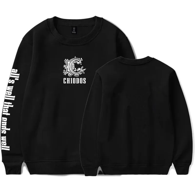 CHIODOS All's Well That Ends Well Sudadera con capucha y cuello redondo para hombres y mujeres. Mezcla de poliéster y algodón, sudadera informal holgada.
