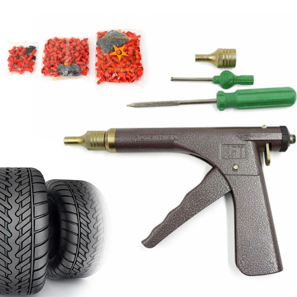 1Set Tire Repair Tool Gun Kit Tubeless Car Wheel Vacuum Repair Tool Mushroom Plugs Profession Repair Tool Gun Kit