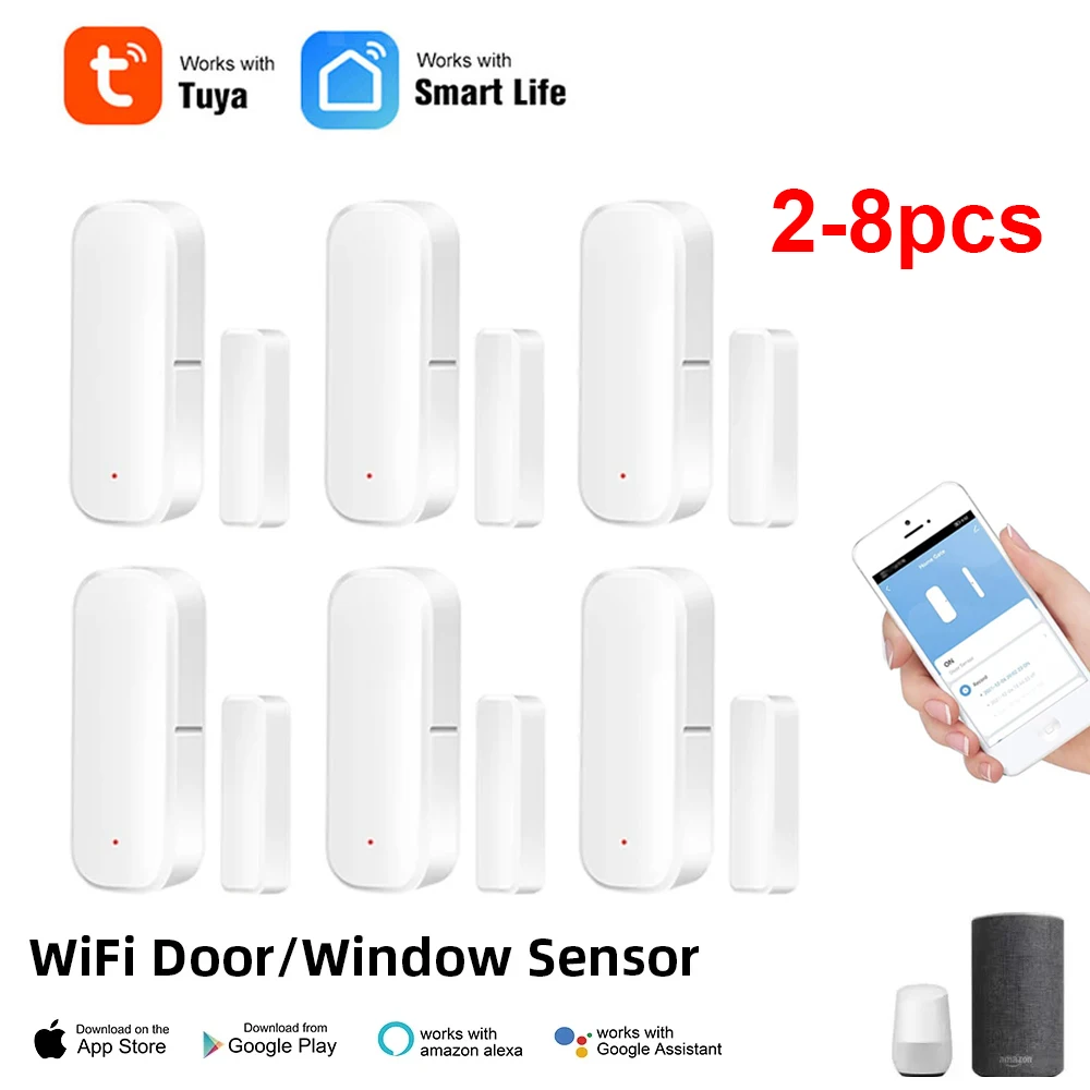 Tuya WiFi Door Sensor Window Sensor Smart Home Wireless Door Magnetic Detector Smart Life APP Control for Alexa Google Home