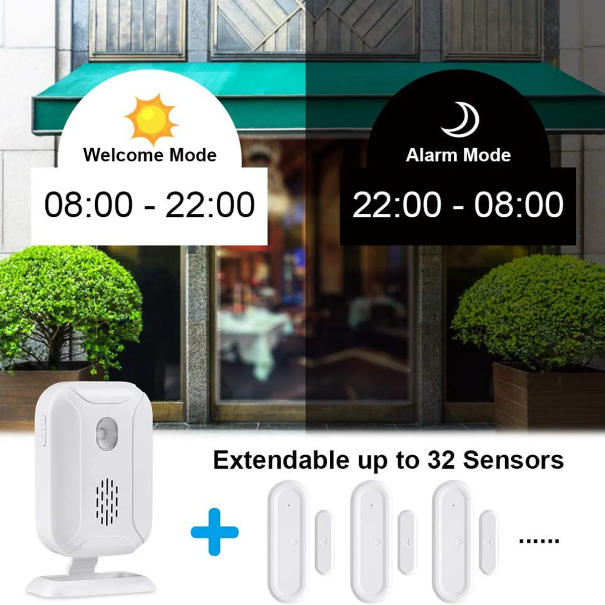 Wireless Door Open Sensor Chime 280M Range Door Alarm Window & Door Sensor Door Entry Chime Home Security 36 Chime Tunes