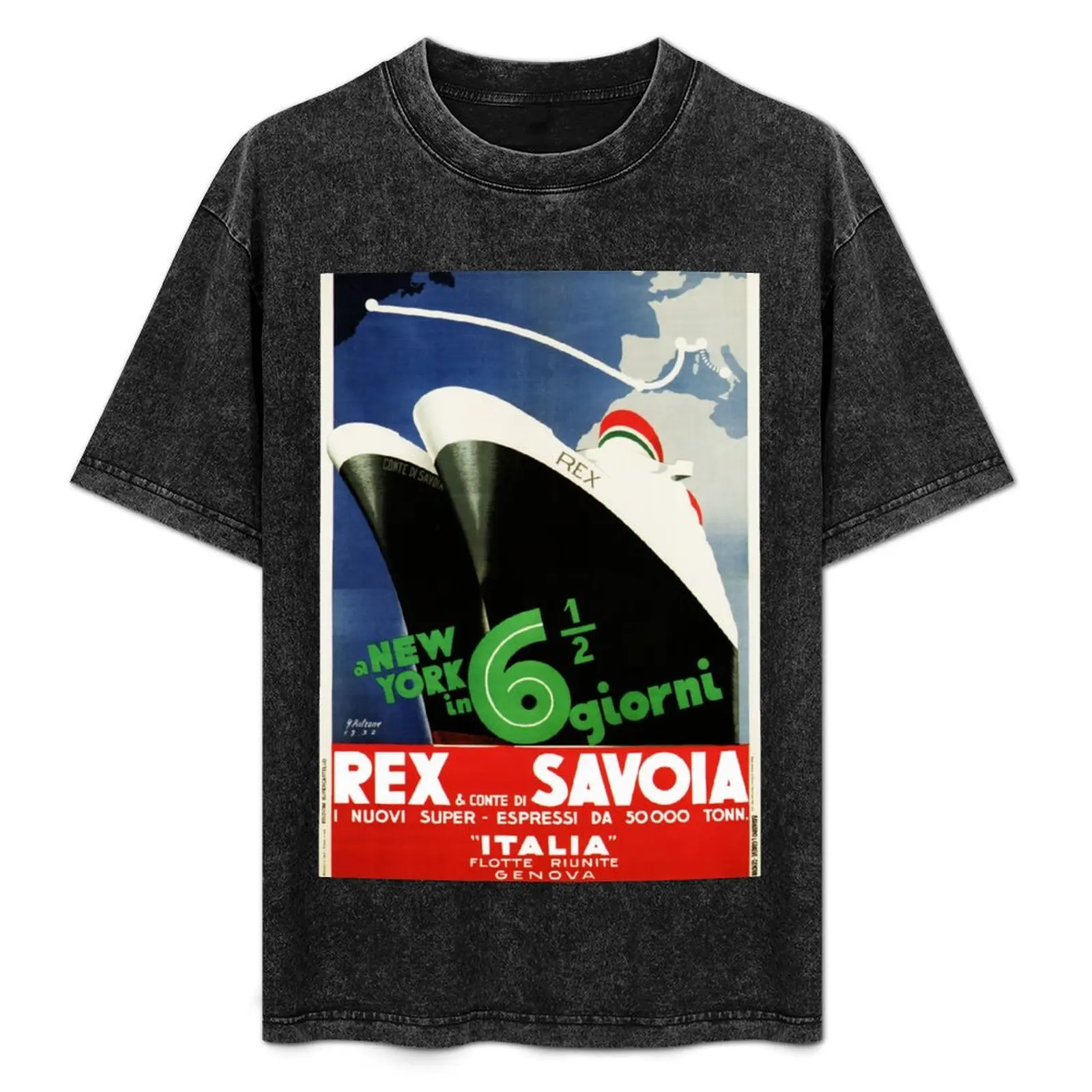 

REX & Conte Di SAVOIA Italy Ship Cruises Vintage Travel T-Shirt basketball graphic tees summer tops mens funny t shirts