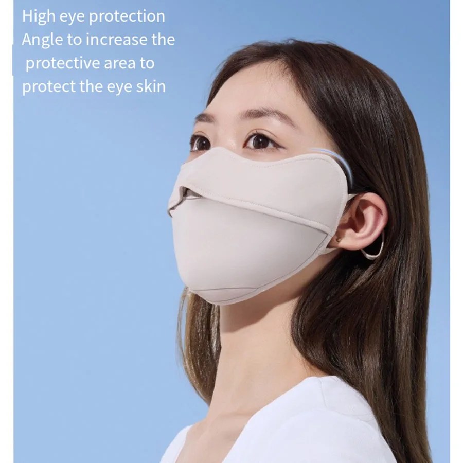 New Women\'s Facekini Double Chin Contouring Stereo Mask Summer Outdoor Travel Sun Protection Uv Ice Silk Fabric Light and Breathable Eye Protection