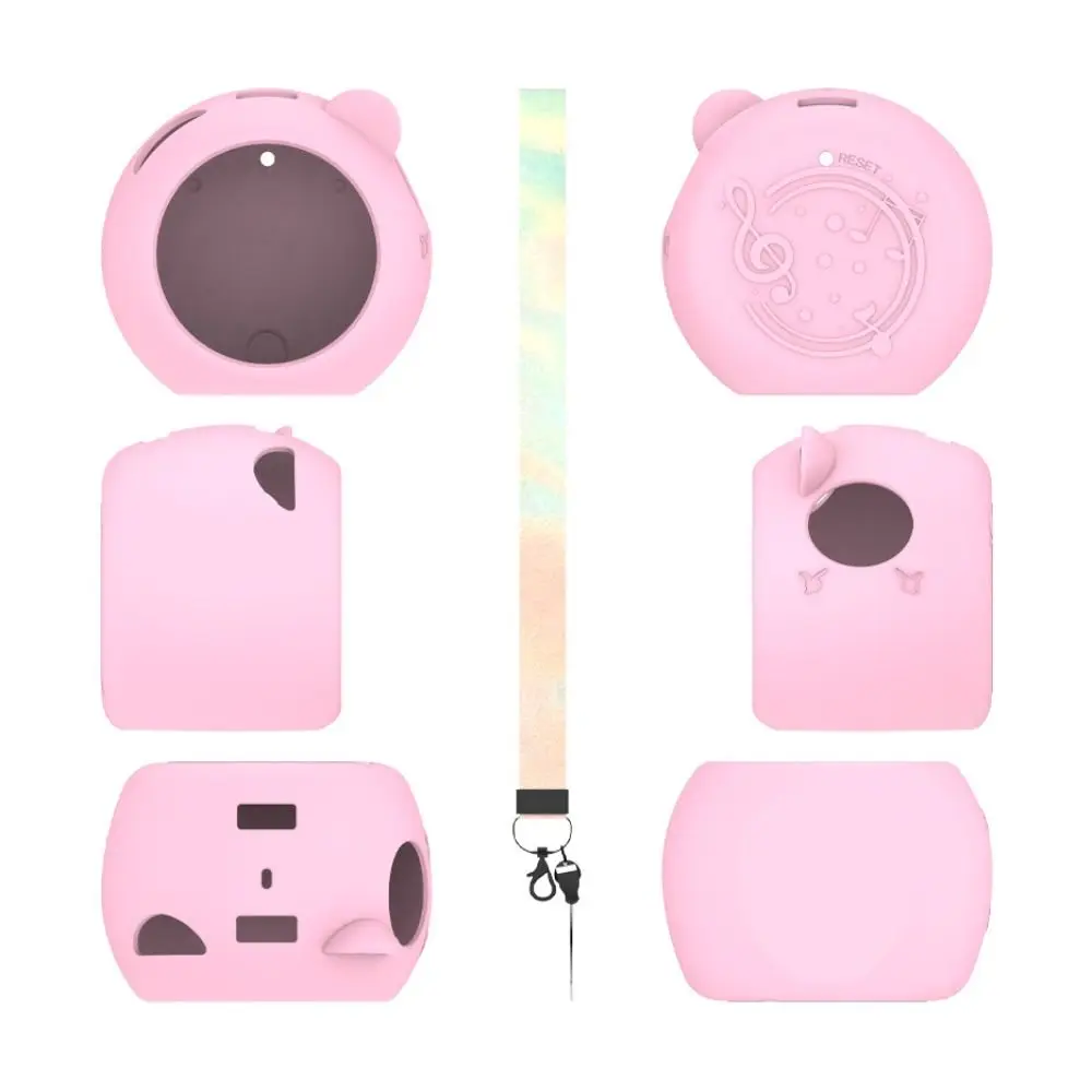 Silicone Protective Cover Shockproof Anti-Scratch Carrying Case Solid Color with Lanyard for TakaraTomy Punirunes Puni