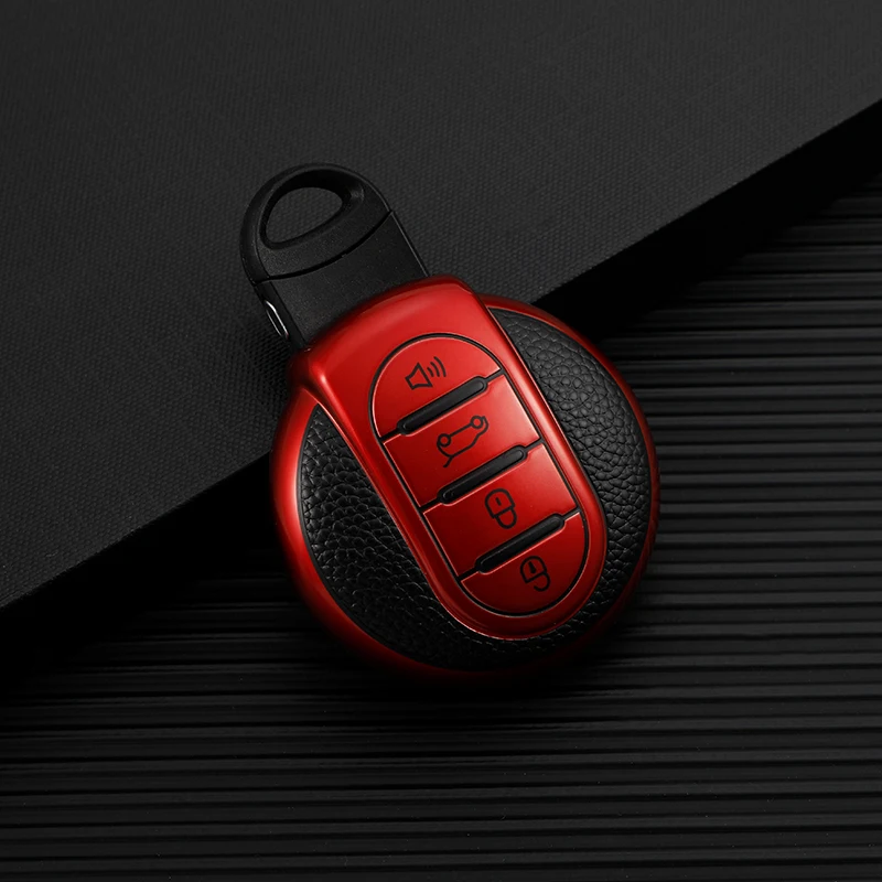 Leather TPU Car Key Case Cover For BMW Mini Cooper F55 F56 F57 F54 F60 JCW Clubman Countryman Keyless Shell Auto Accessories