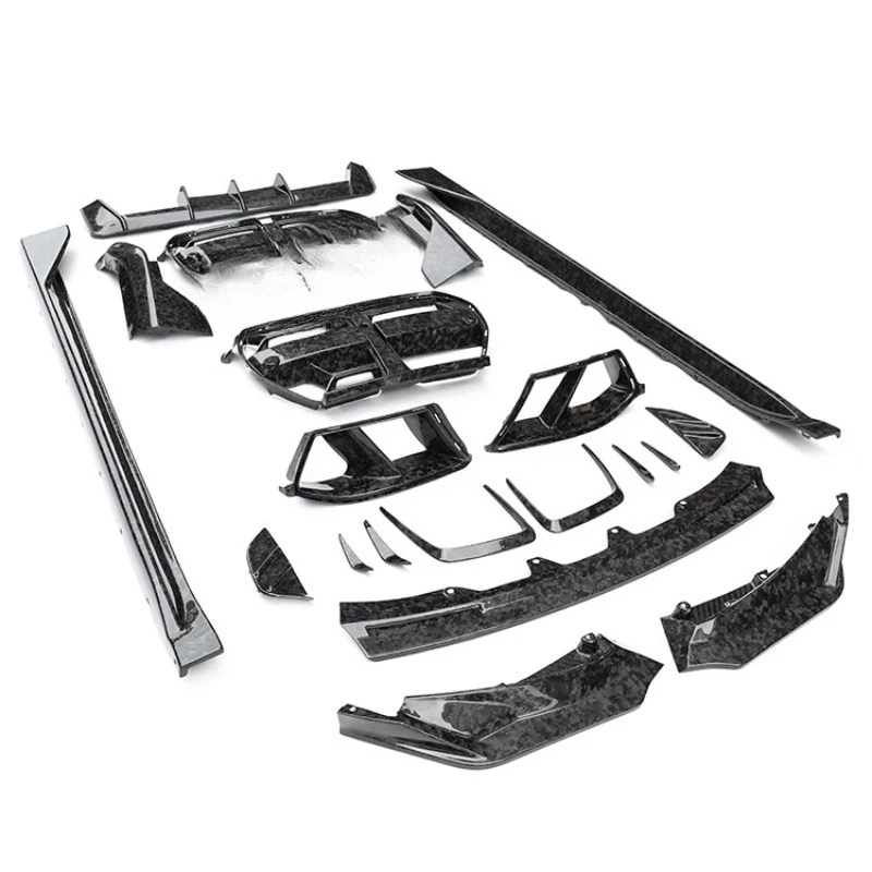 Suitable for M3 M4 Dry Carbon Fiber Forged Pattern Wrapping G80G82G83 Front Lip Rear Lip Side Skirt Middle Net