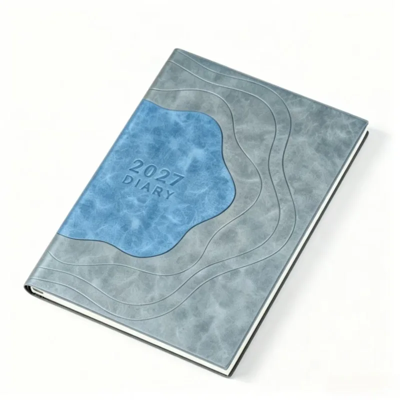 2027 Notebook Thickened Inner Page Contrast Color Leather Surface Office Notepad Handbook Journal Notebook