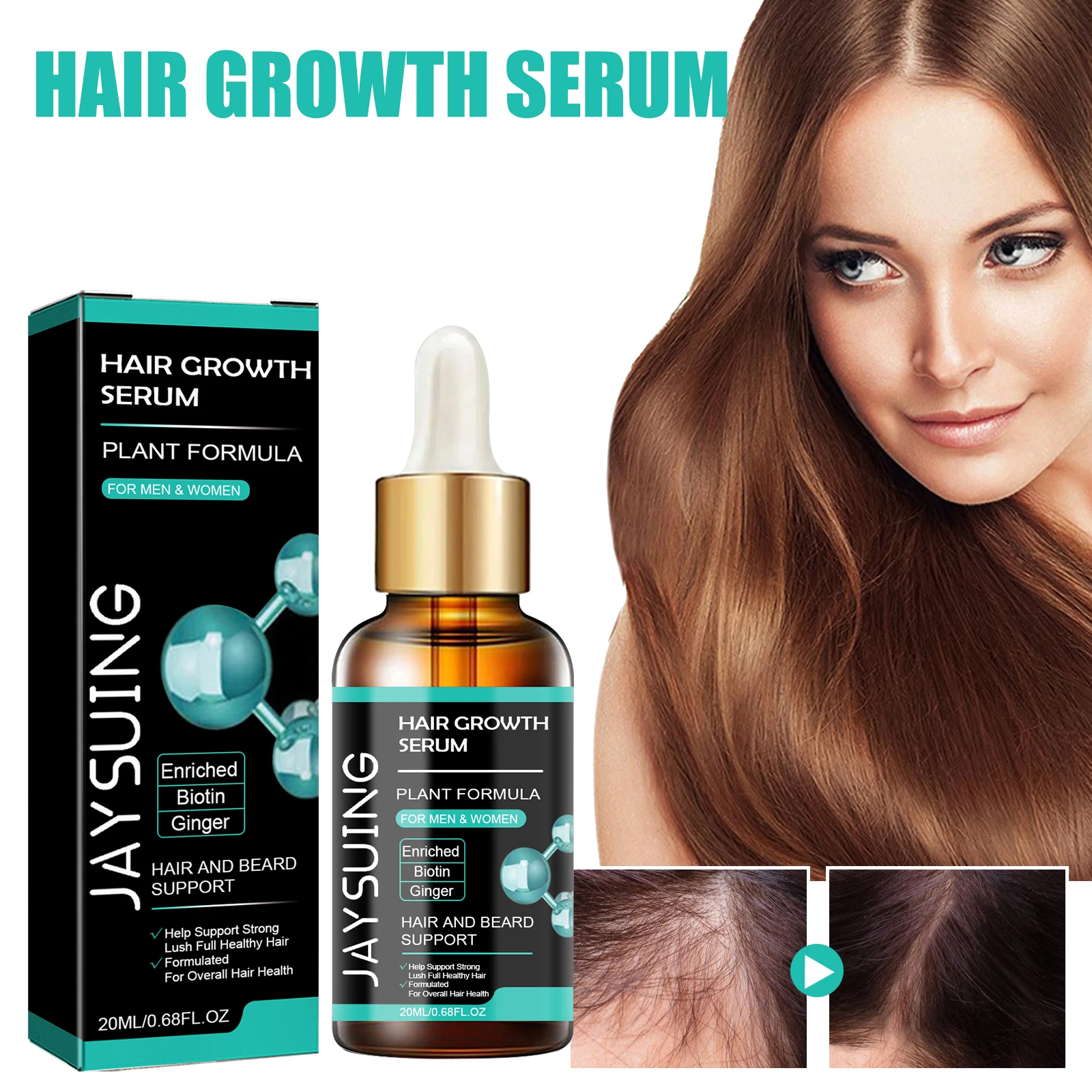 Jaysuing Hair Essential Oil Supports Deep Cleansing Restoration,Promote Strong Hair Growth Professional anti-hair Loss Essential