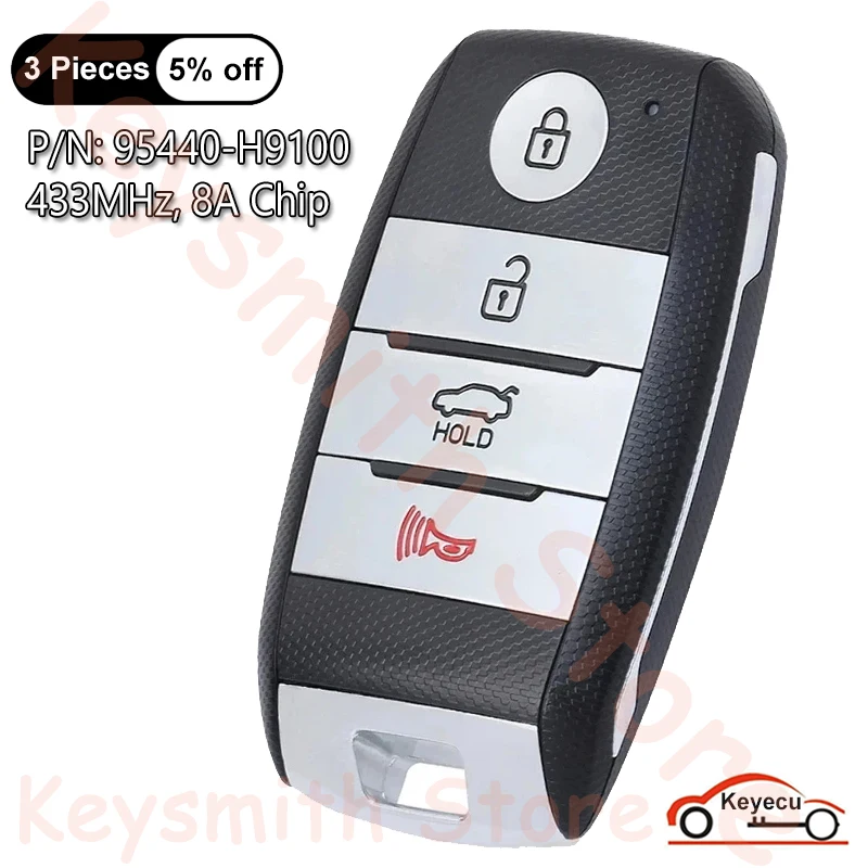 

KEYECU 4 Buttons 433MHz 8A Chip for Kia Rio 2018 2019 2020 2021 Auto Smart Remote Control Key Fob 95440-H9100 NY0SYEC4F0B1611