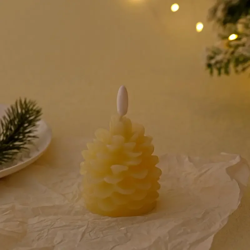 LED Electronic Candle Pine Cone Modeling Flameless Candles Battery Operated for Holiday Indoor Decoration