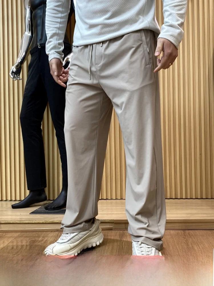 High Elastic Quick Dry Fabric Men's Running Casual Pants Breathable Spring Summer Straight Leg Pants Fashionable Urban Style